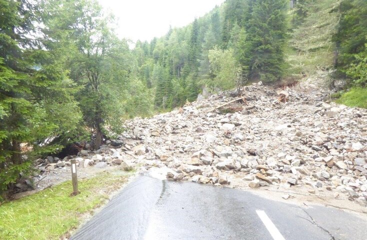 Nockalmstraße, Aufnahme vom 24. Juli 2024 nach dem Unwetter | © nockalmstrasse.at